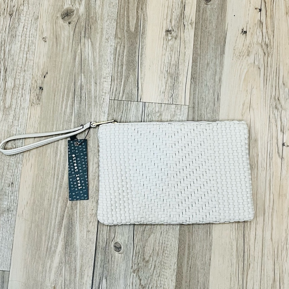 NWT Street level ivory braided clutch purse
